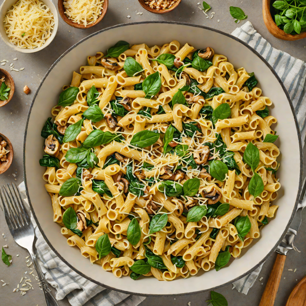 One-Pot Creamy Spinach and Mushroom Pasta with Parmesan