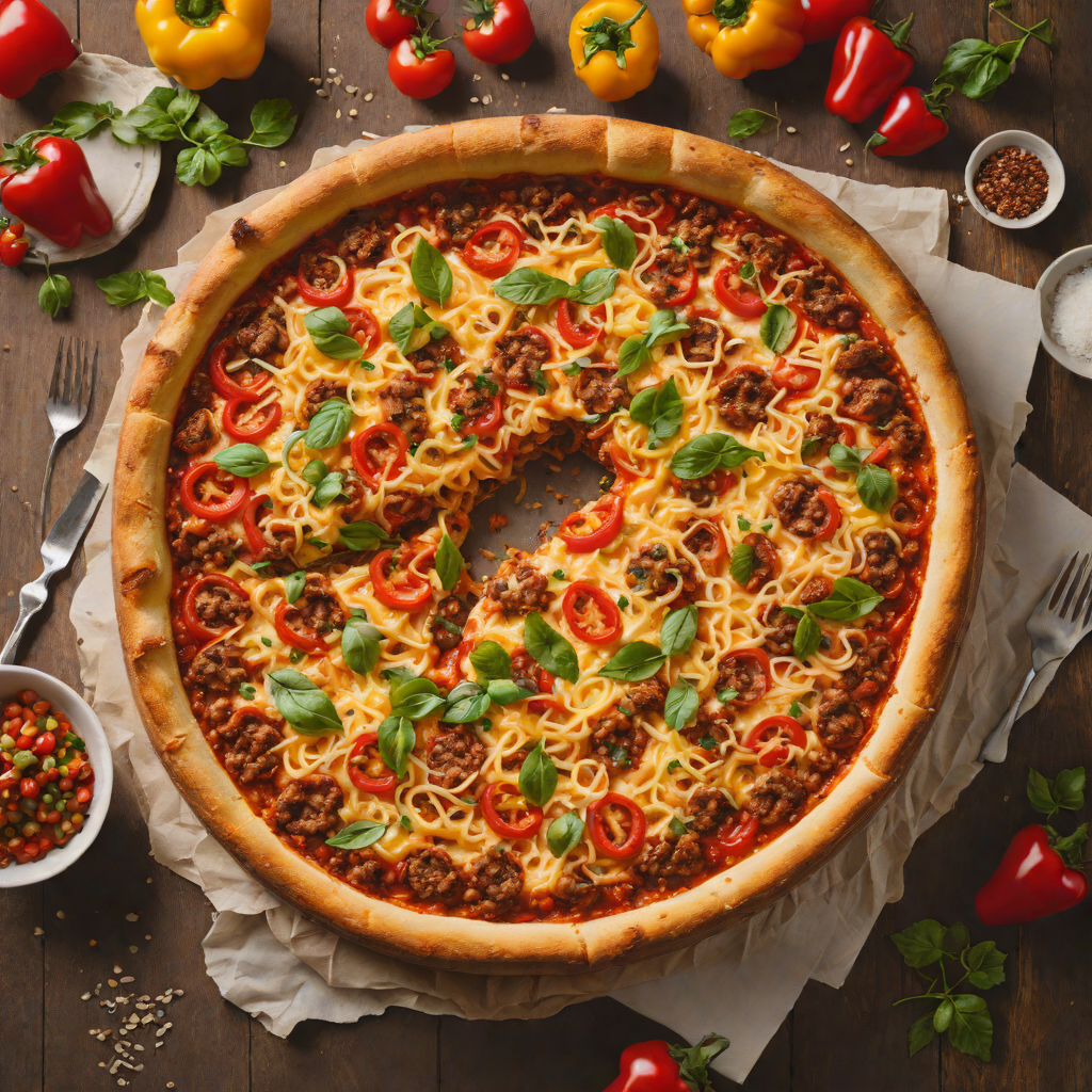 Deep-Dish Style Chicago Pizza with Sausage and Bell Peppers
