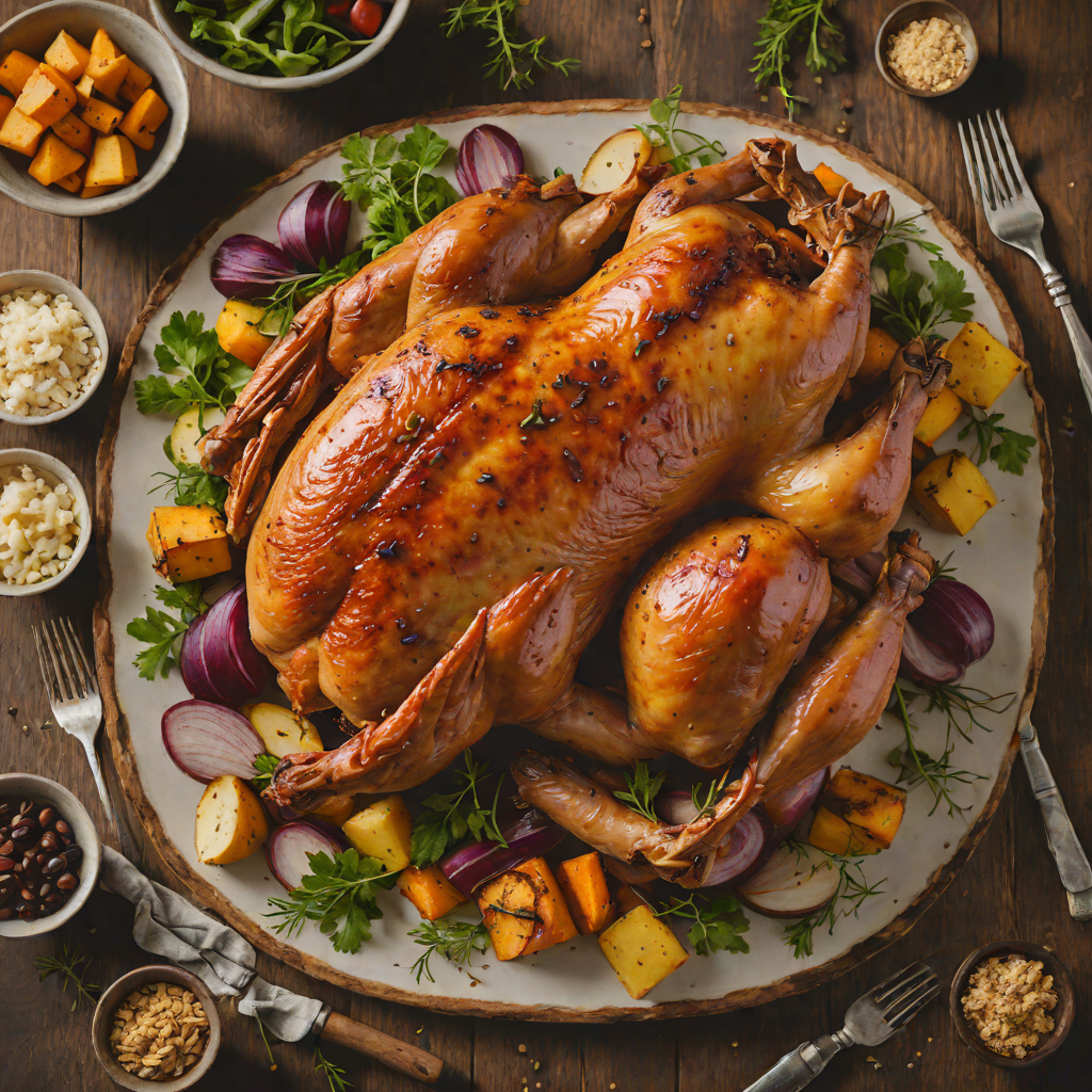 Mahogany Plank-Smoked Chicken with Rustic Root Vegetables