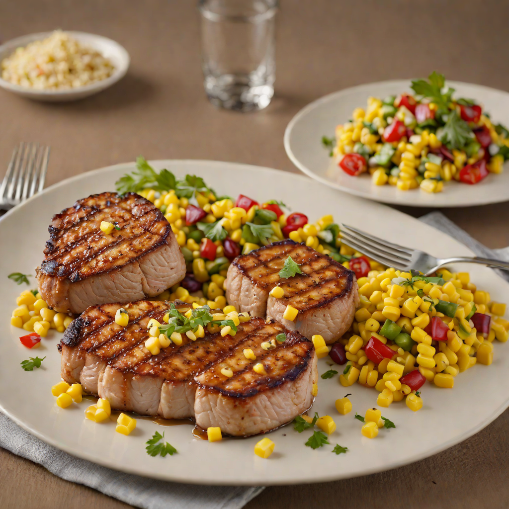 Pan-Seared Pork Chops with Iowa Sweet Corn Succotash