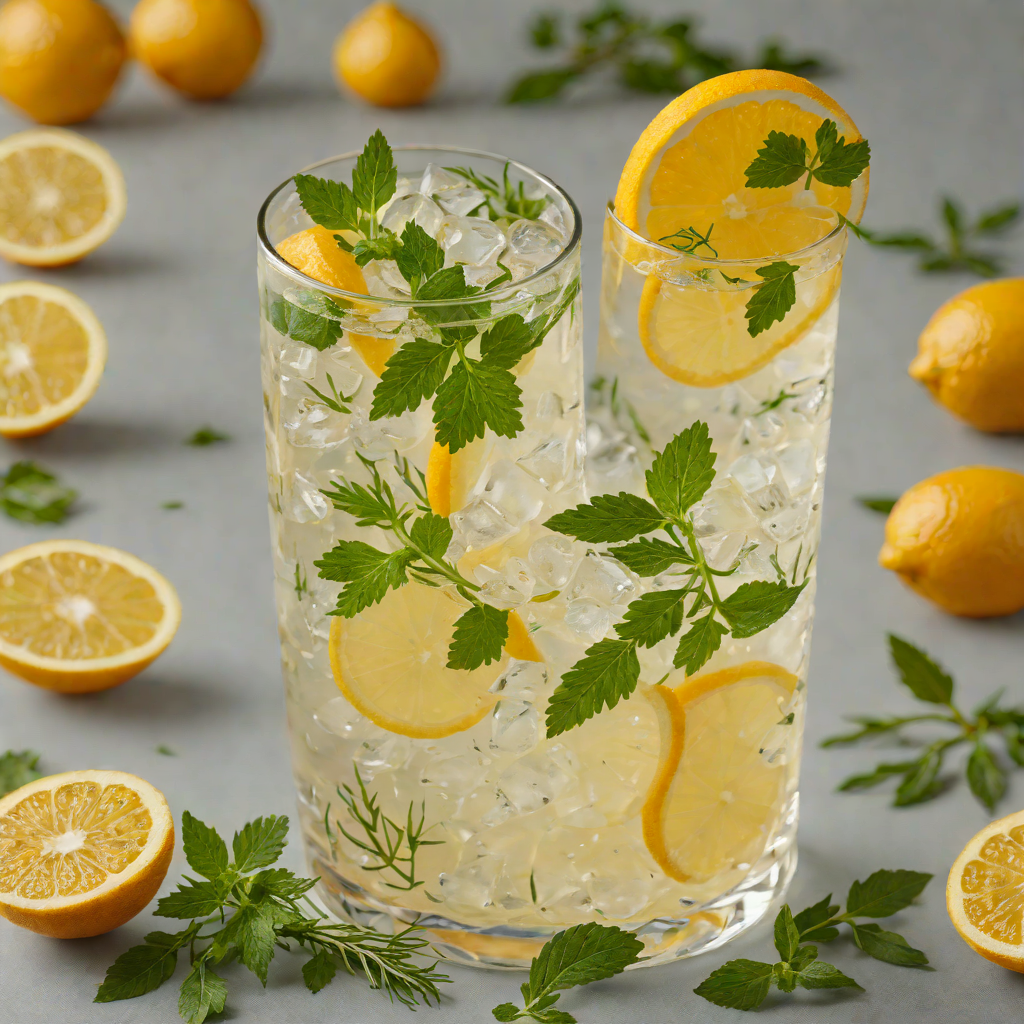 Gin-Citrus Fizz Cocktail with Fresh Herbs