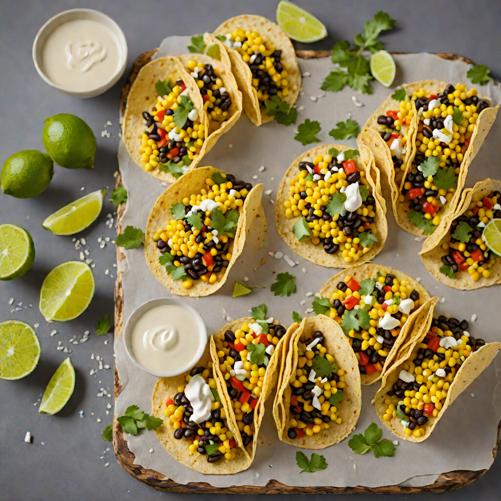 Sweet Corn and Black Bean Tacos with Lime Crema