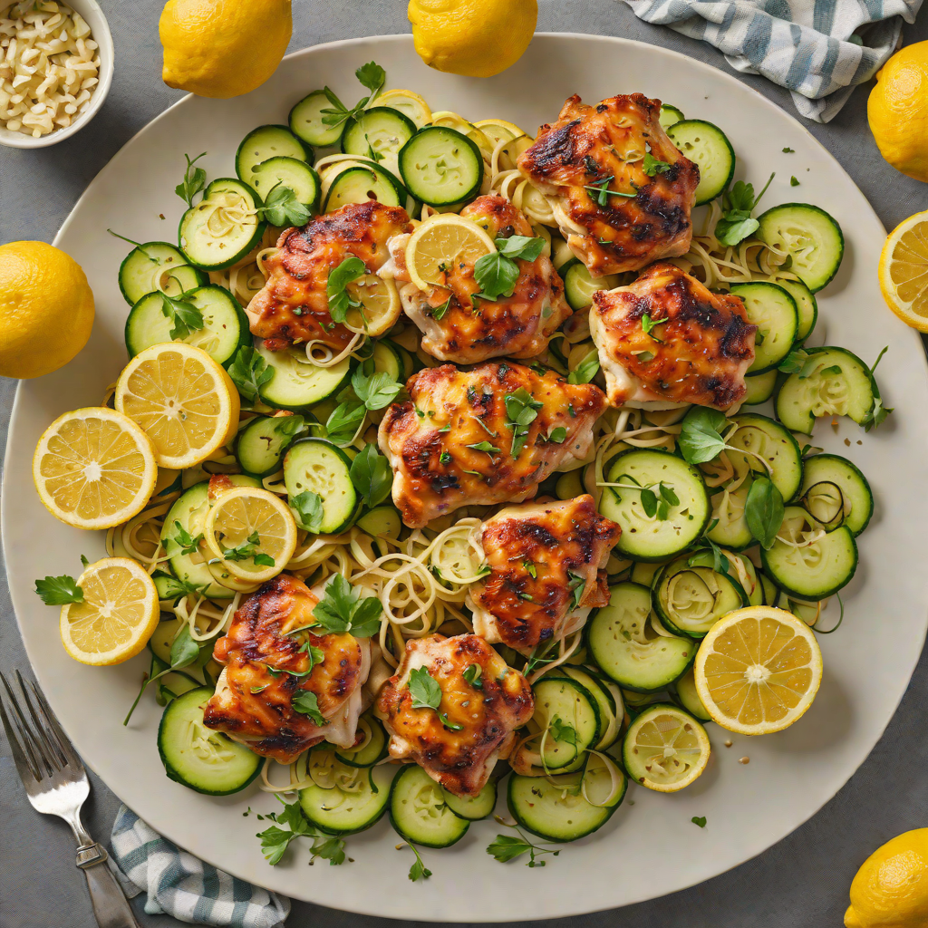 Roasted Lemon-Garlic Chicken Thighs with Zucchini Ribbons