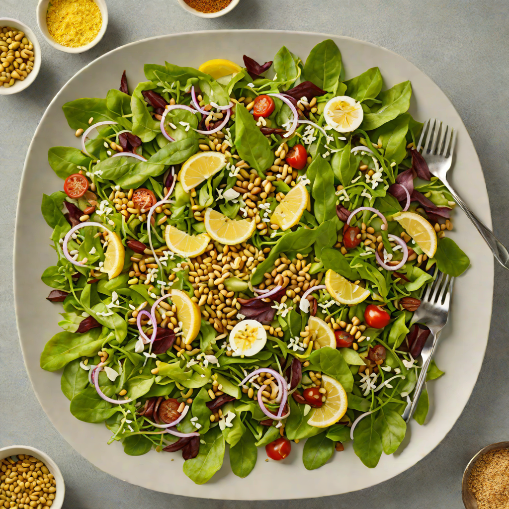 Wattleseed and Macadamia Nut Salad with Lemon Myrtle Vinaigrette