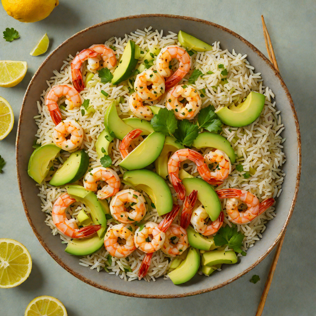 Lemon-Garlic Shrimp and Avocado Rice Bowl
