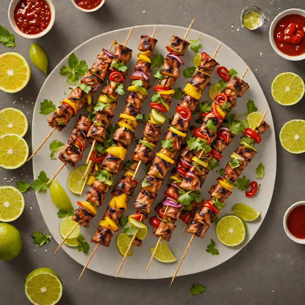Grilled Citrus-Marinated Pork Skewers with Chili-Lime Sauce