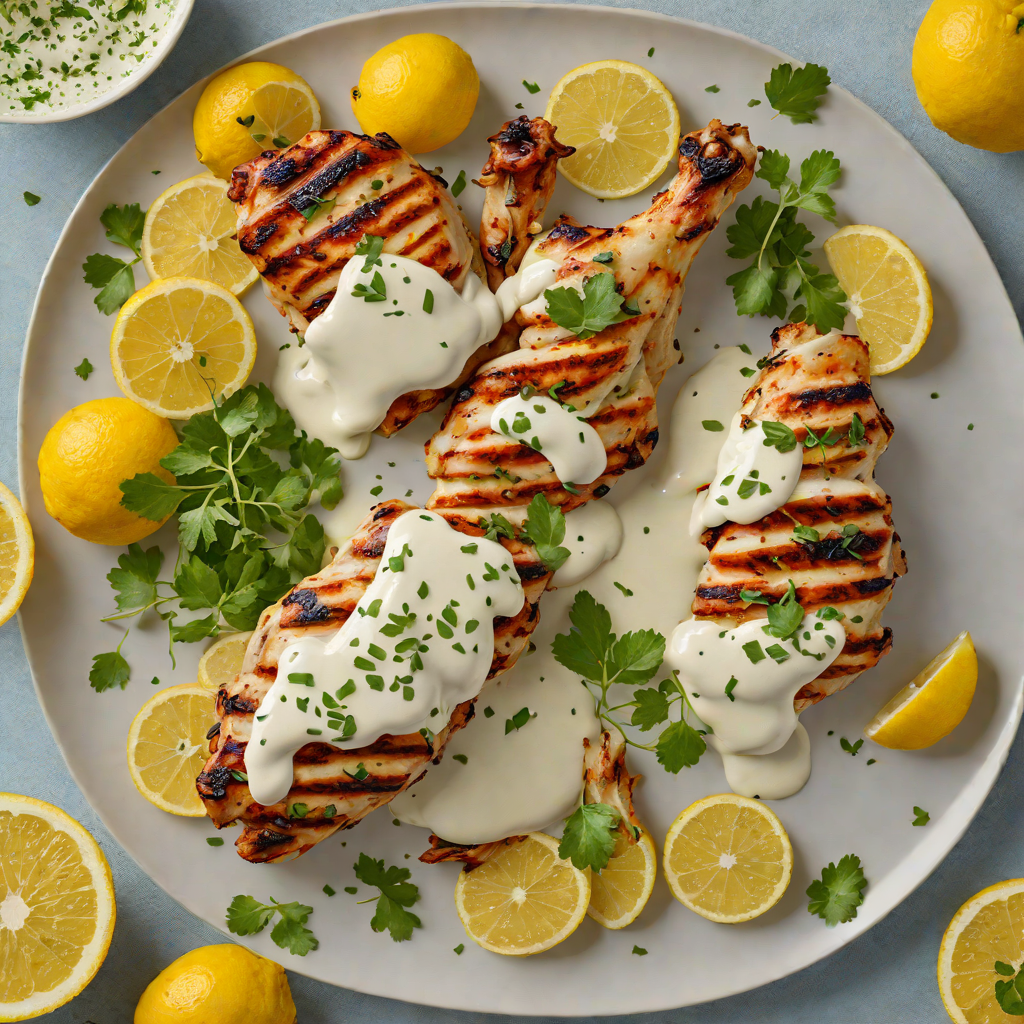 Grilled Lemon-Garlic Chicken with Herb-Infused Yogurt Sauce