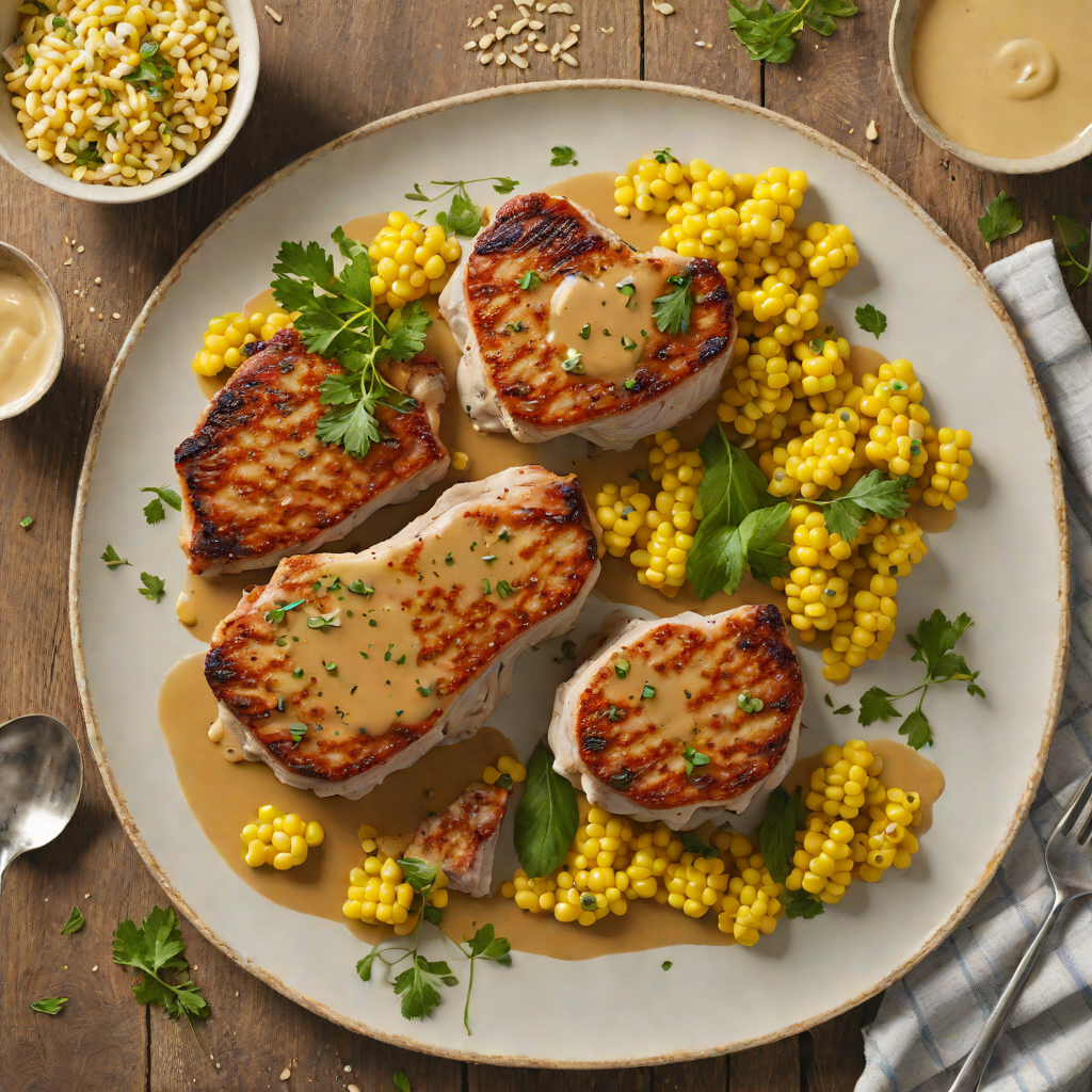 Pan-Seared Pork Chops with Iowa Corn and Herb Pan Sauce