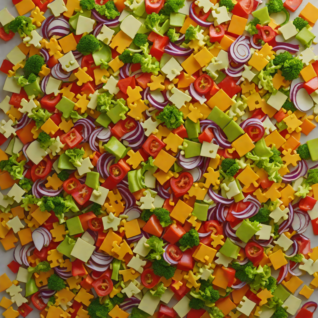 Colorful Puzzle-Inspired Layered Vegetable Salad
