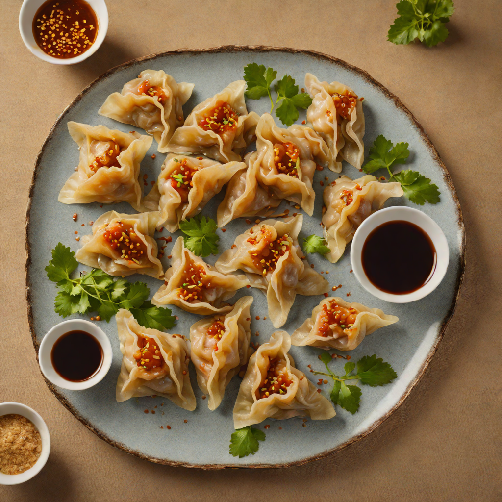 Pan-Fried Pork Dumplings with Soy Ginger Dipping Sauce