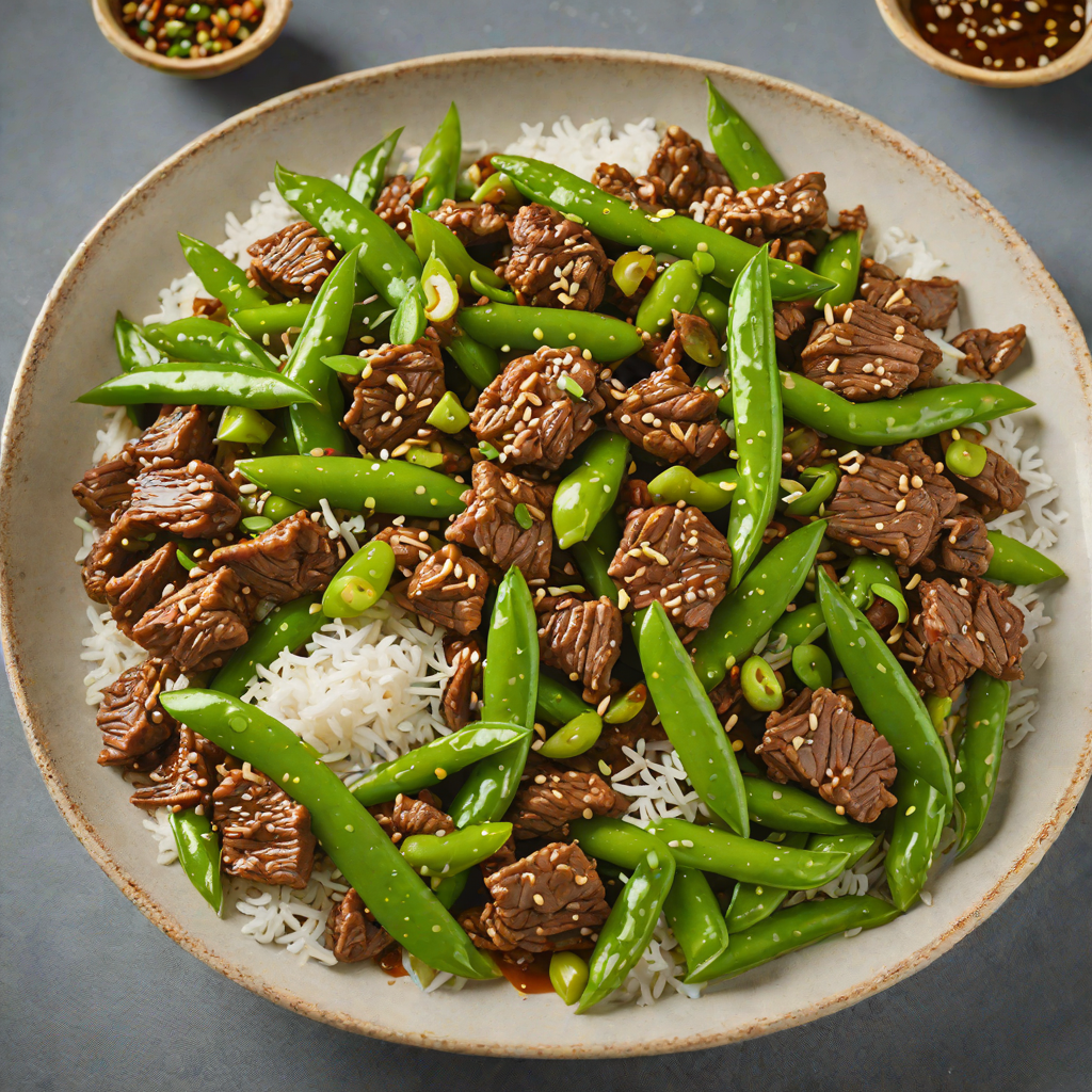 Stir-Fried Garlic Ginger Beef with Snow Peas