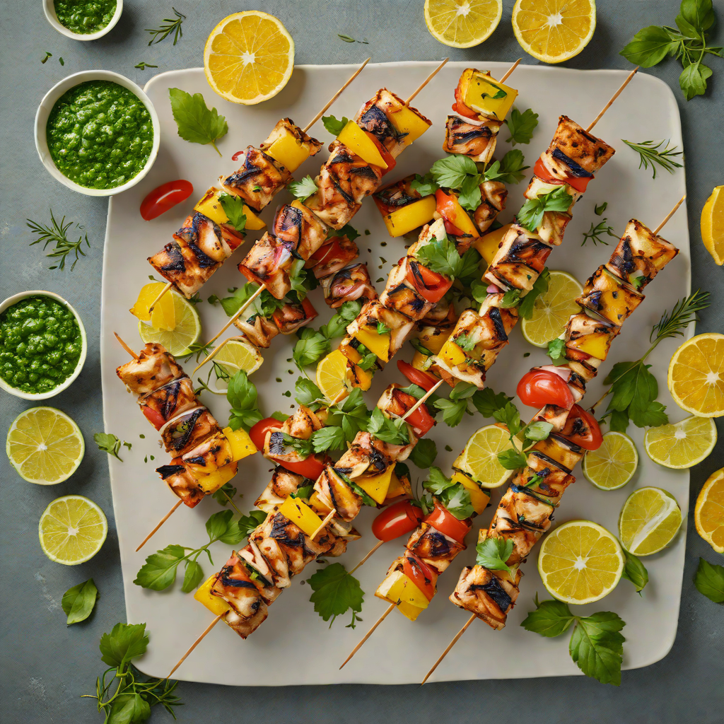 Grilled Citrus-Marinated Chicken Skewers with Fresh Herb Chimichurri