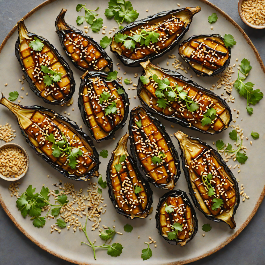 Charcoal-Grilled Miso-Glazed Eggplant with Sesame and Scallions