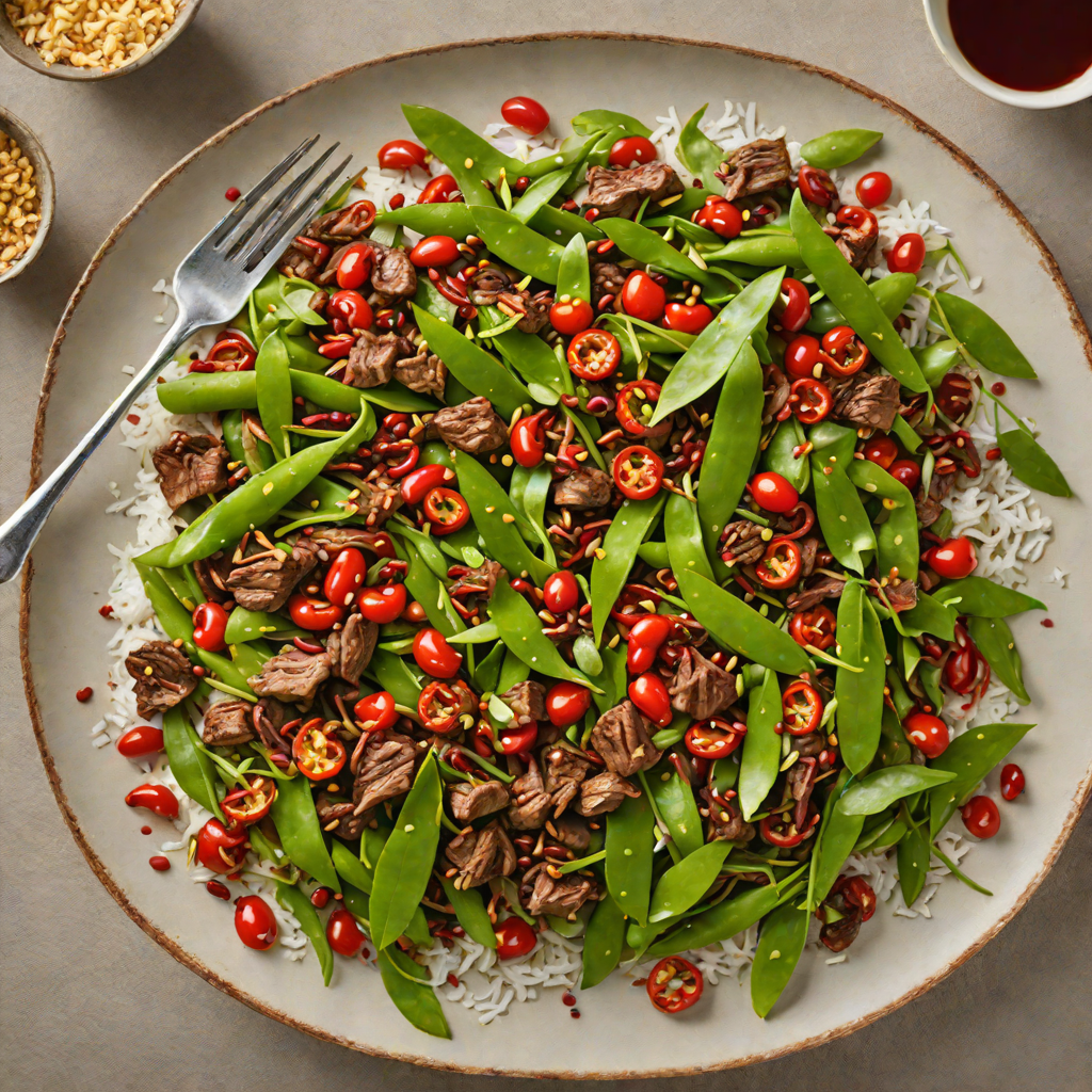 Spiced Kangaroo Stir-Fry with Native Pepperberries and Snow Peas