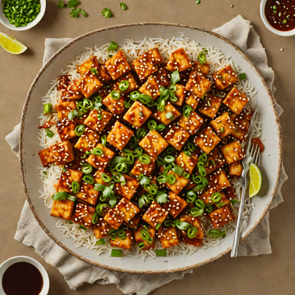 Baked Korean-Style Spicy Tofu with Sesame and Scallions