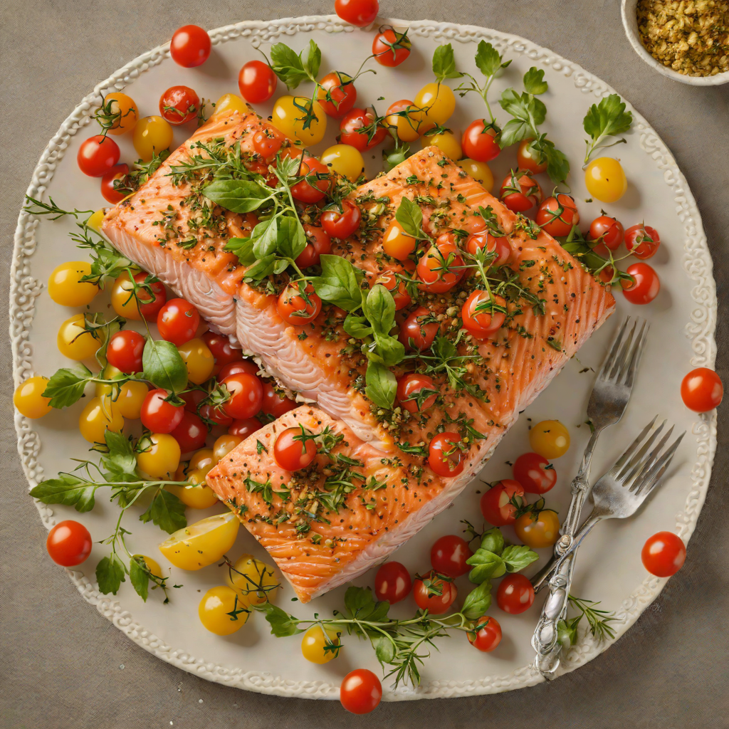 Baked Italian Herb-Crusted Salmon with Cherry Tomatoes