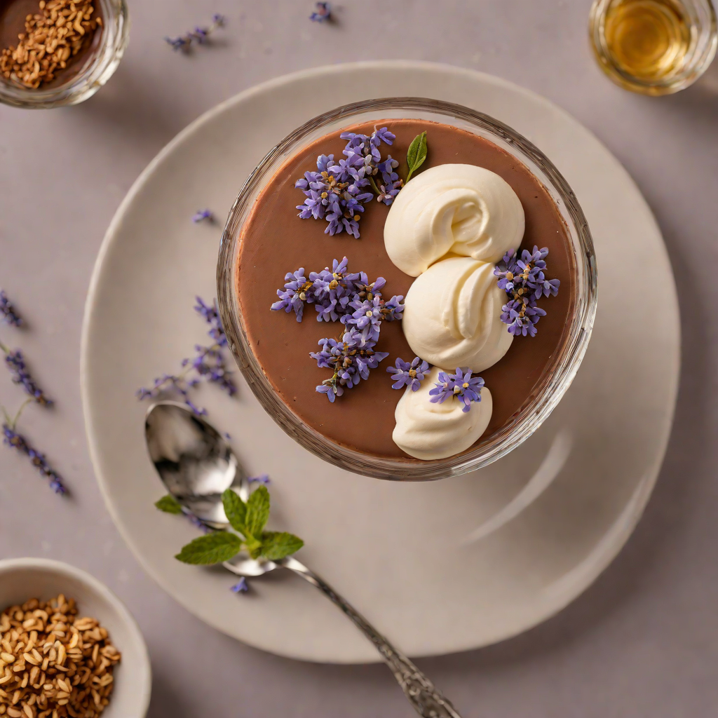 Chocolate Lavender Mousse with Whipped Honey Cream