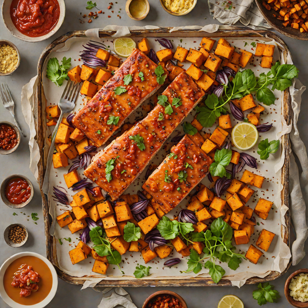 Sheet Pan Harissa-Spiced Salmon with Sweet Potatoes