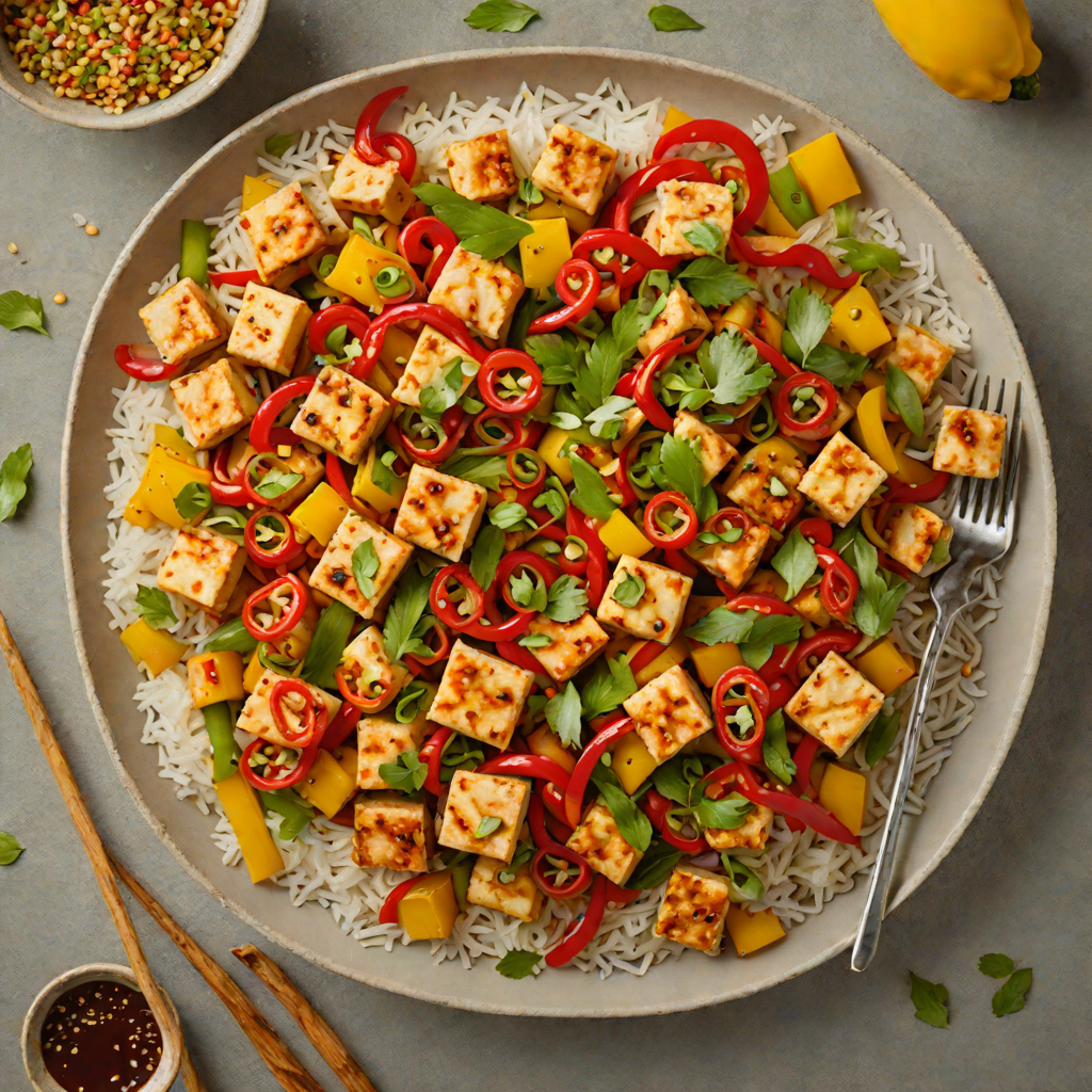 Stir-Fried Lemongrass Tofu with Bell Peppers and Scallions