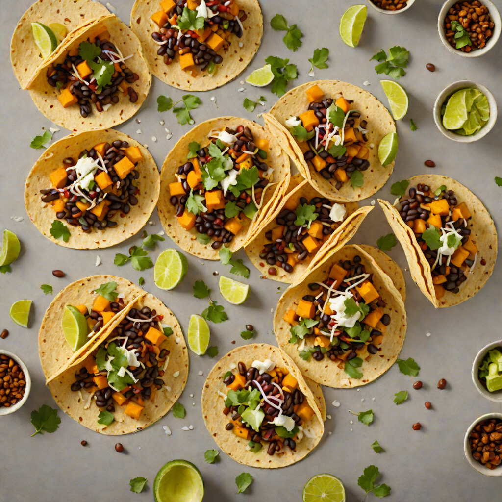 Half-Bite Spiced Pumpkin and Black Bean Tacos