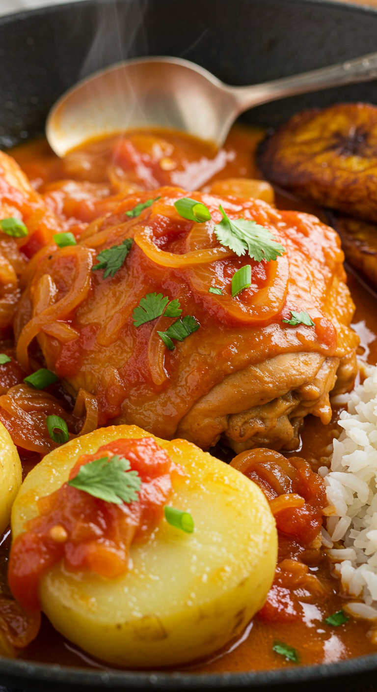 Dominican-Style Chicken Stew with Sofrito and Plantains