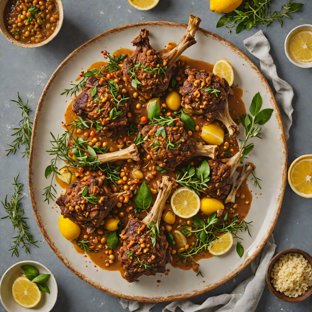Slow-Cooked Lamb Shanks with Lemon Myrtle and Macadamia Crust