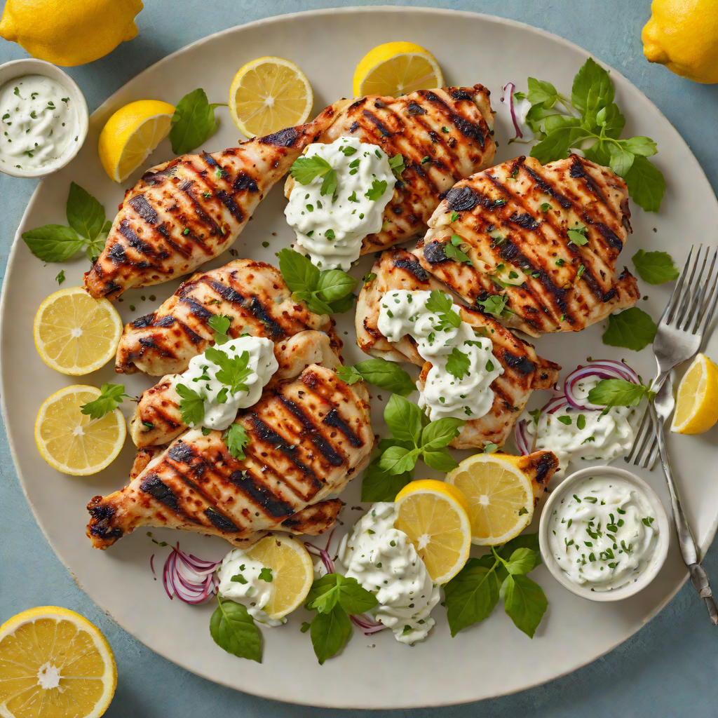Lemon-Garlic Mediterranean Grilled Chicken with Tzatziki