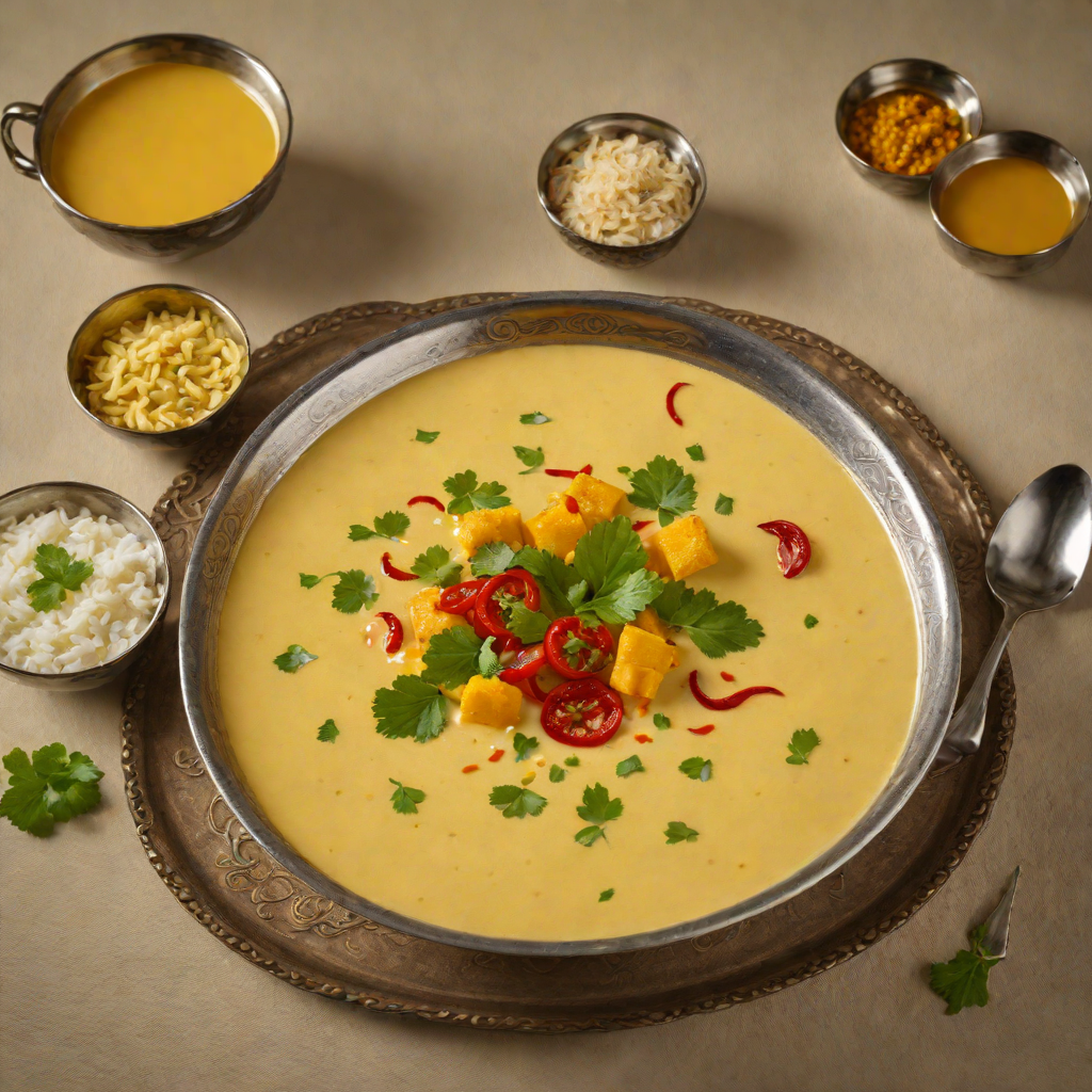 Sweet and Sour Gujarati Kadhi with Yogurt and Gram Flour