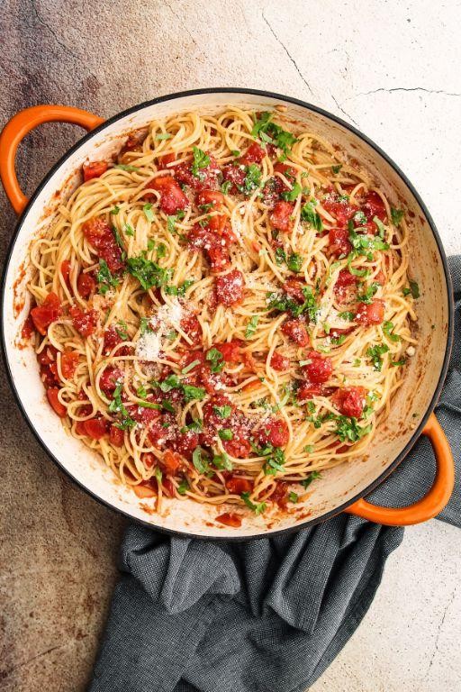 Slow-Simmered San Marzano Tomato Basil Pasta