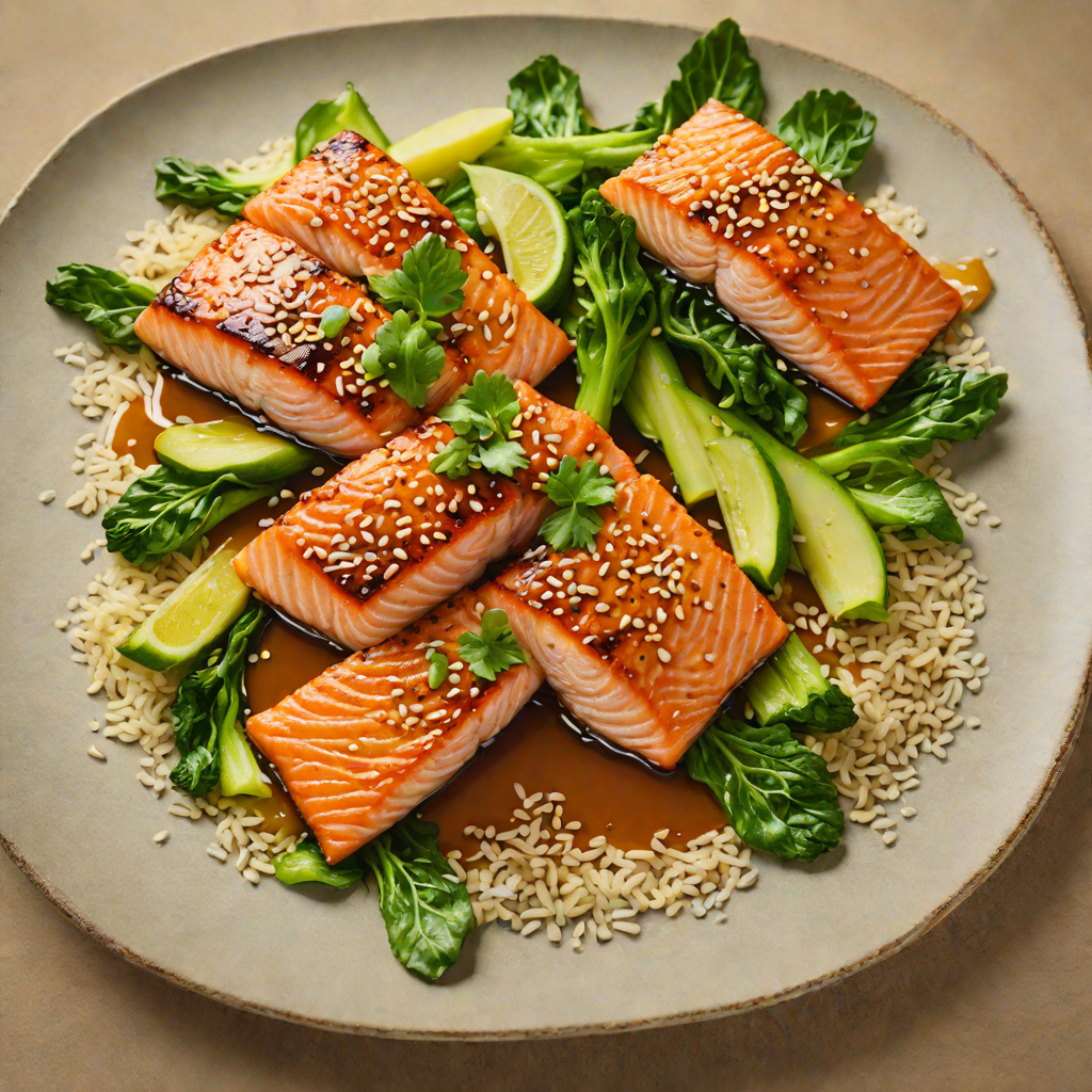 Pan-Seared Salmon with Miso Honey Glaze and Sesame Bok Choy