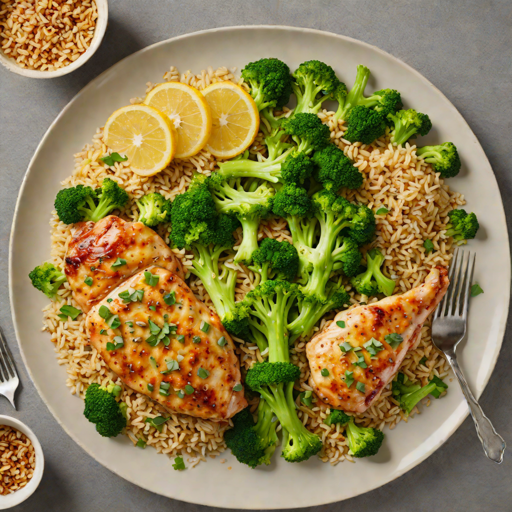 Sautéed Lemon-Garlic Chicken with Quinoa and Steamed Broccoli