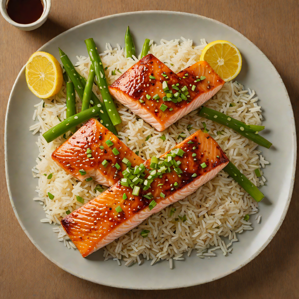 Pan-Fried Salmon with Miso Glaze and Scallion Rice