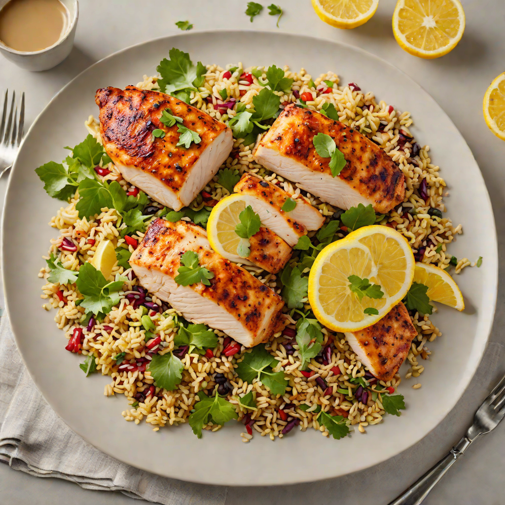 Pan-Seared Chicken with Quinoa and Lemon-Tahini Dressing