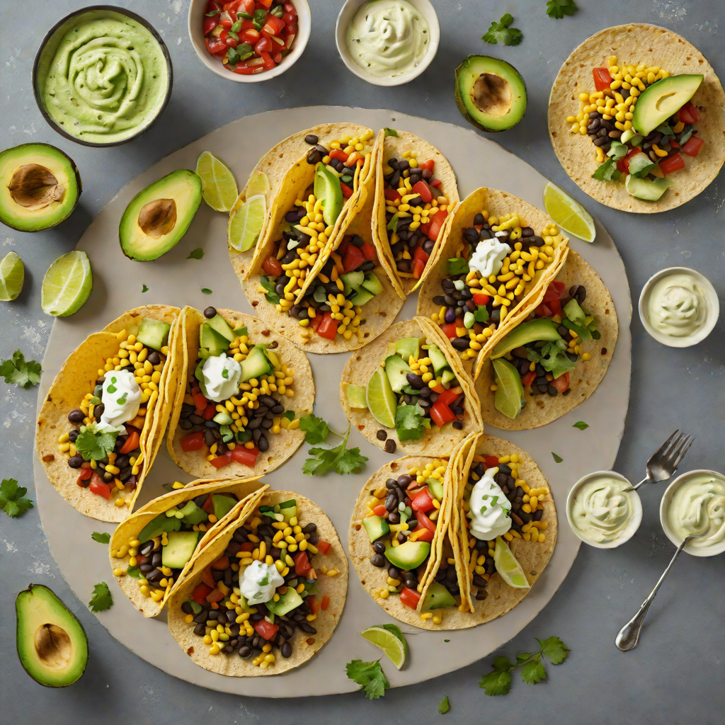 Tex-Mex Black Bean and Corn Tacos with Quick Avocado Crema