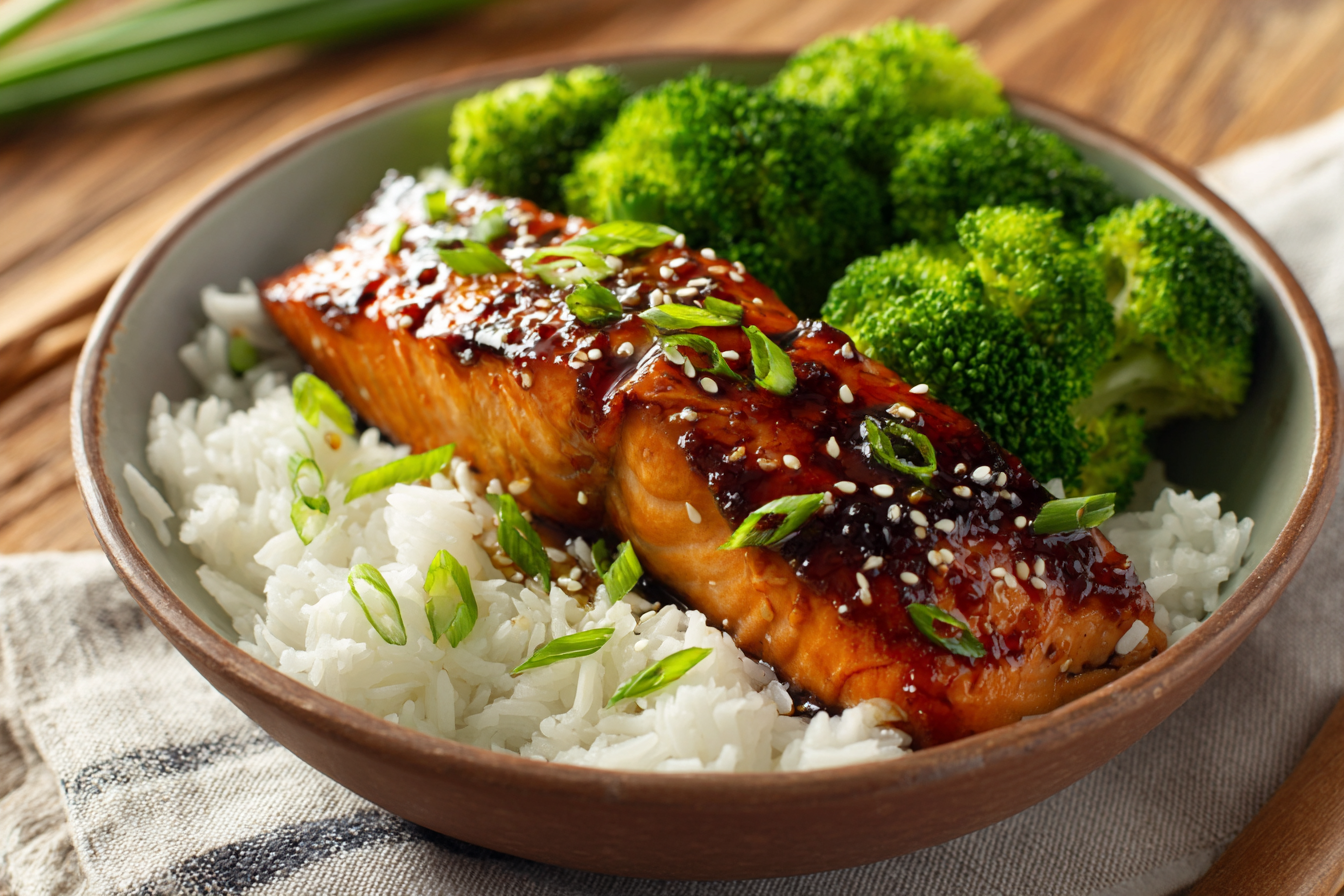 Honey-Soy Glazed Salmon with Sesame Greens