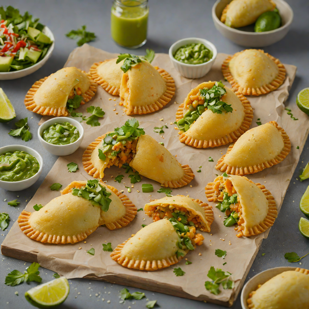 Crisped Cornmeal Empanadas with Cheese and Guasacaca Sauce
