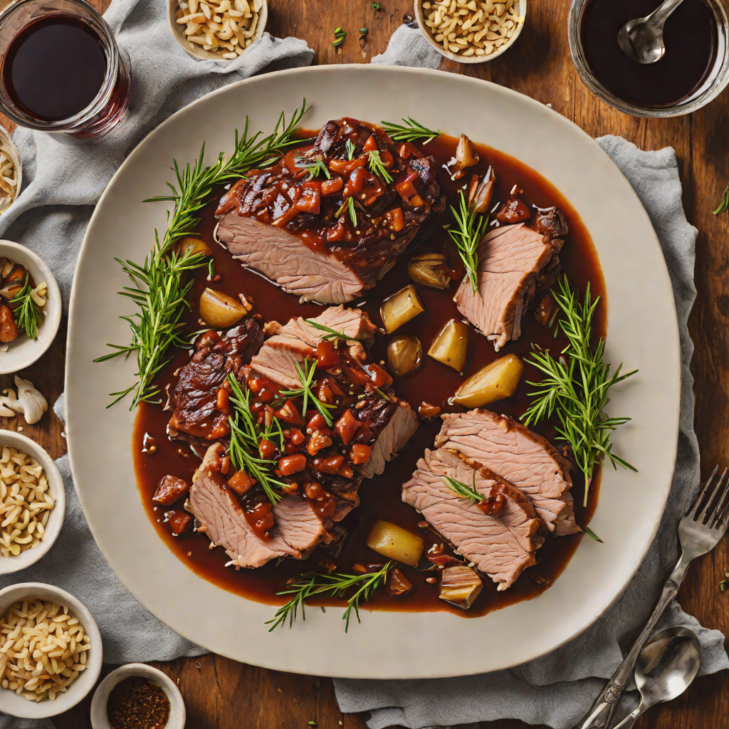 Red Wine-Braised Pork Shoulder with Garlic and Rosemary