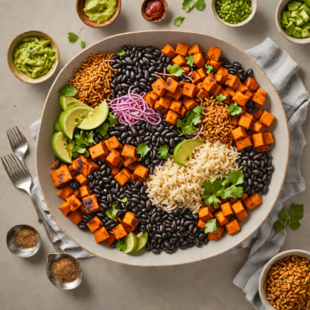 Spiced Vegan Soul Bowl with Roasted Sweet Potato and Black Beans