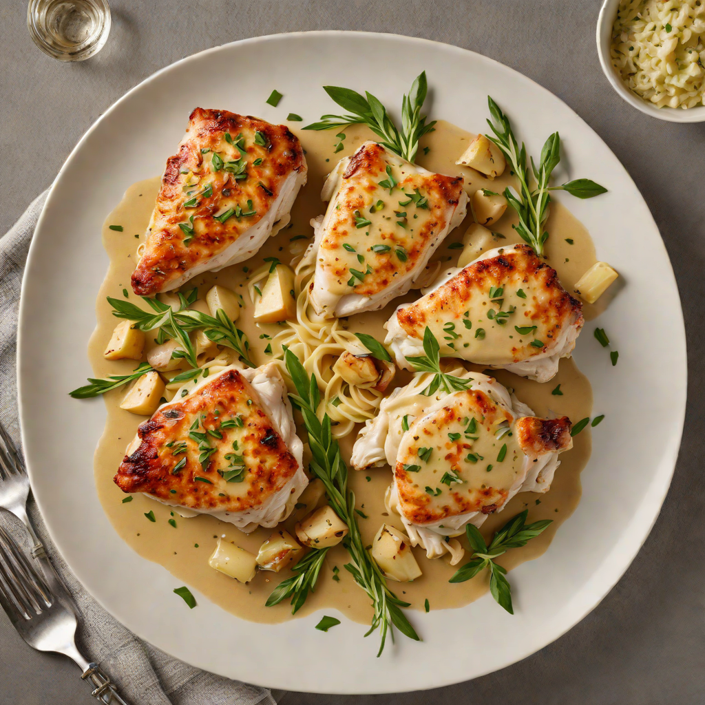 Pan-Seared Chicken with Roasted Garlic and Tarragon Sauce