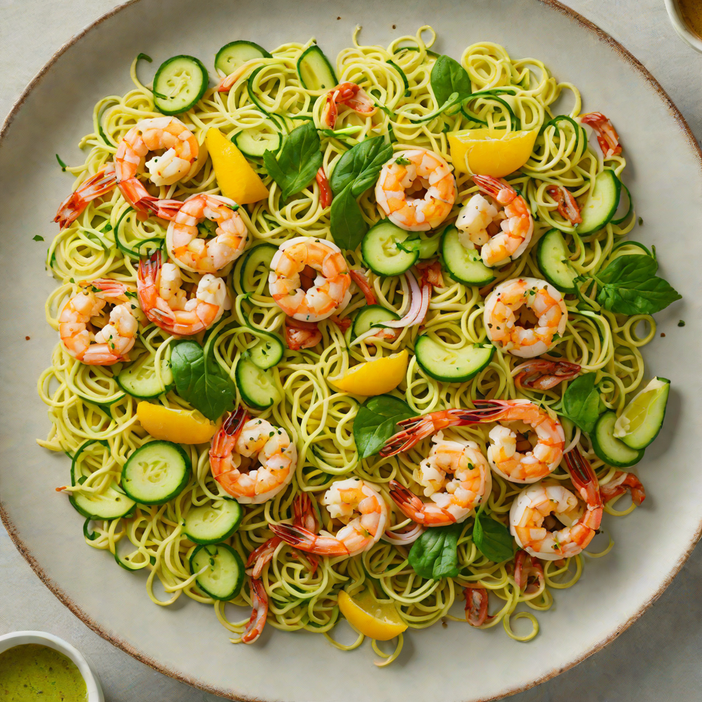 Sautéed Shrimp with Zucchini Noodles and Garlic-Citrus Dressing