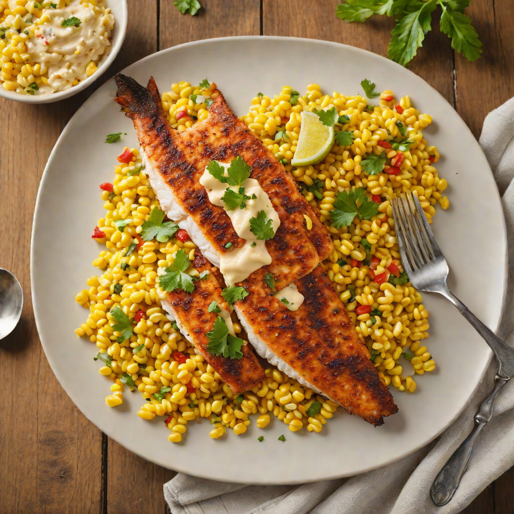 Pan-Seared Catfish with Cajun Spiced Creamed Corn