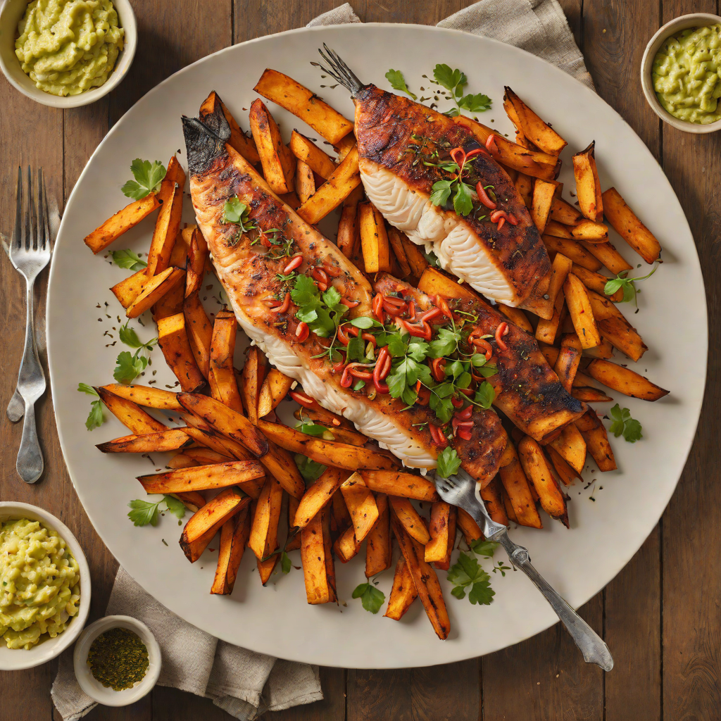 Seared Cajun-Spiced Catfish with Roasted Sweet Potato Wedges