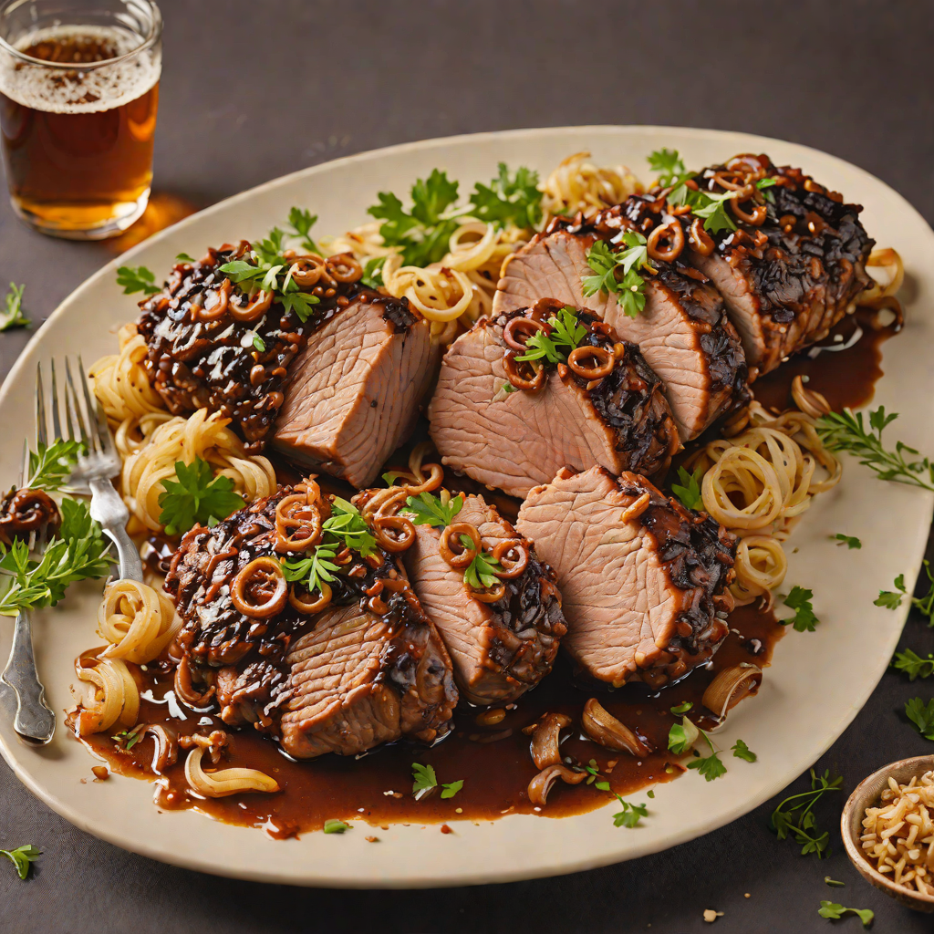 Craft Beer-Braised Pork Shoulder with Caramelized Onions