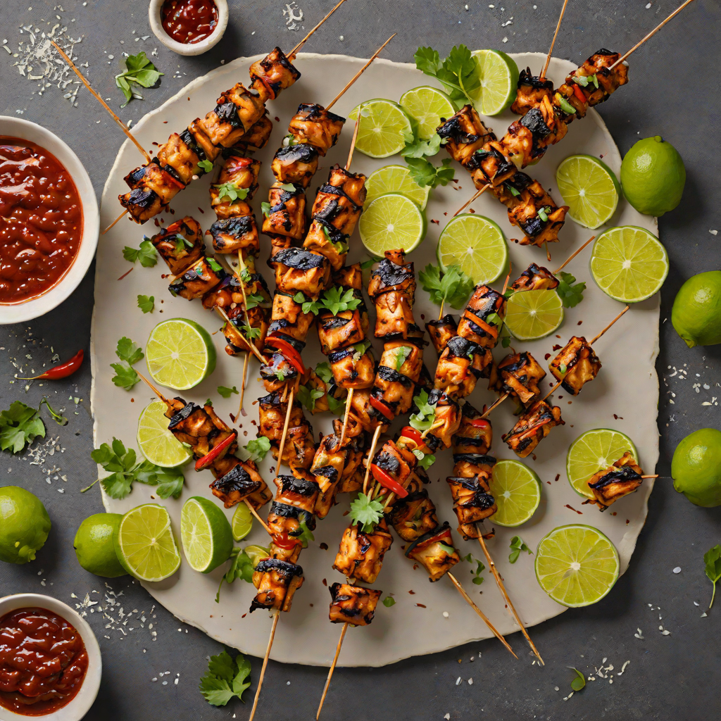 Charred Mezcal-Lime Chicken Skewers with Guajillo Pepper Marinade