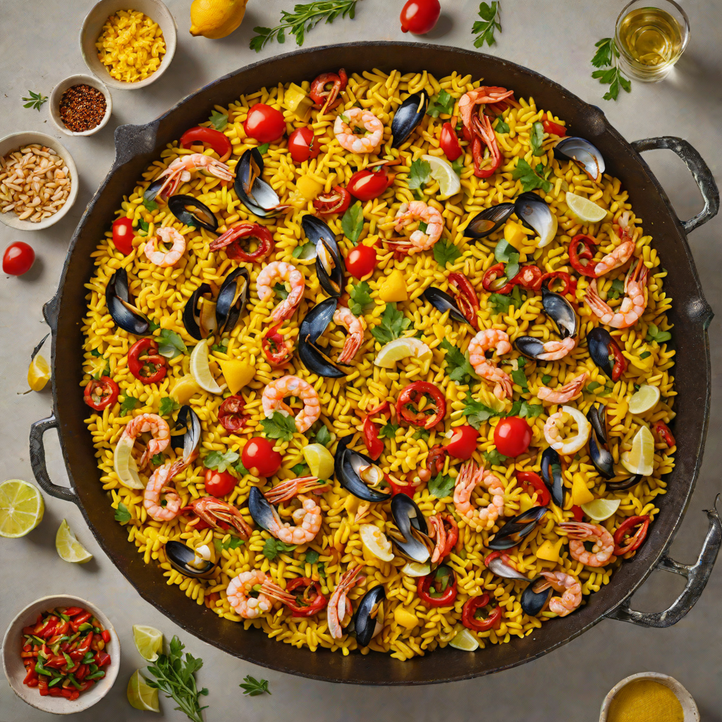 Saffron-Infused Paella with Chorizo and Seafood