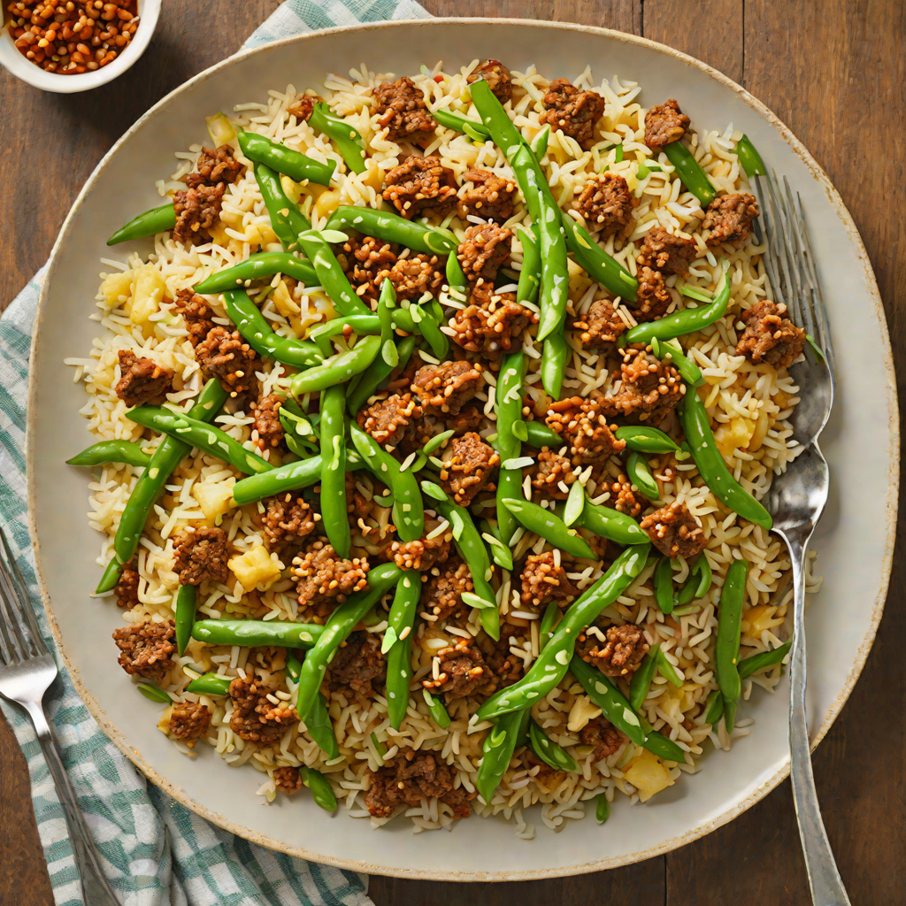 Cauliflower Rice Stir-Fry with Ground Beef and Green Beans