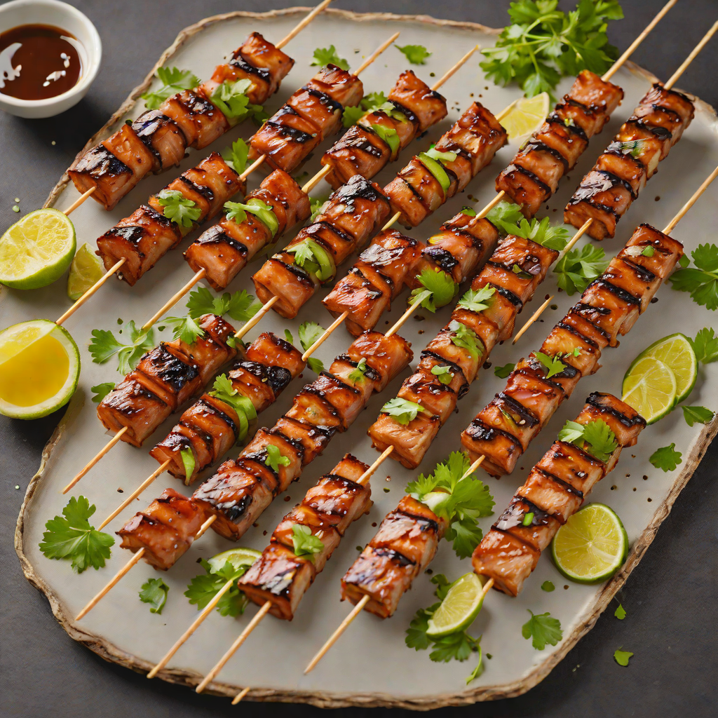 Pan-Grilled Pork Belly Skewers with Soy and Garlic Marinade