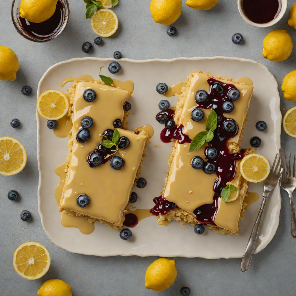 Lemon Olive Oil Sheet Cake with Blueberry Glaze