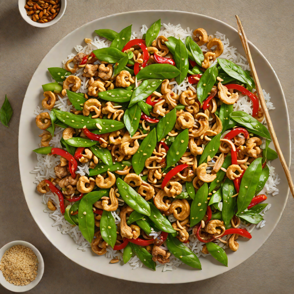 Quick Pork Stir-Fry with Ginger, Snow Peas, and Cashews