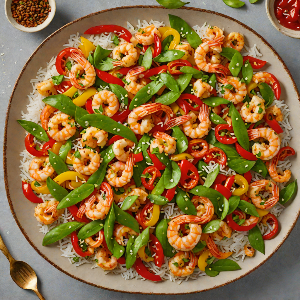 Garlic-Chili Shrimp Stir Fry with Snow Peas and Bell Peppers